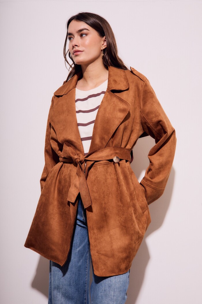 Trench Gamuza Vegana Camel