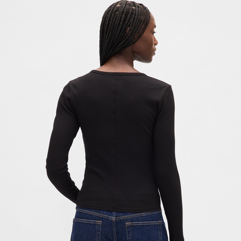 INTL LS MOD RIB CROP TEE BLACK