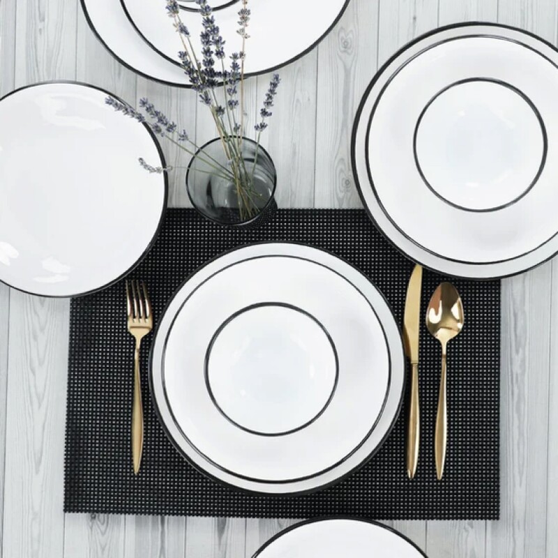 PLATO D15CM BLANCO C/BORDE NEGRO PORCELANA PLATO D15CM BLANCO C/BORDE NEGRO PORCELANA
