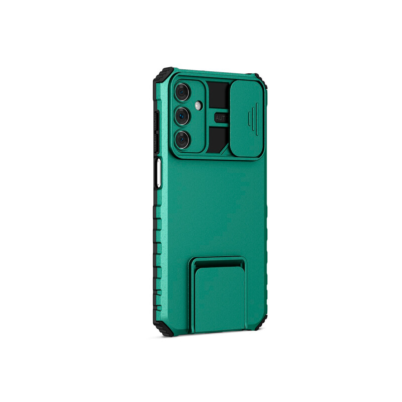Protector Samsung Galaxy A15 con soporte y cubre cámara color verde Protector Samsung Galaxy A15 Con Soporte Y Cubre Cámara Color Verde