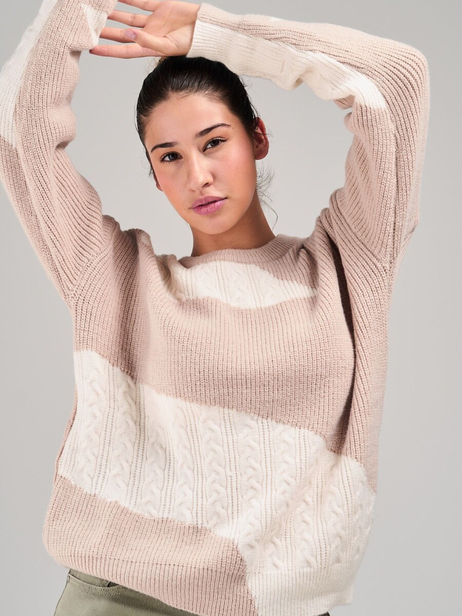 Buzo tejido Slowly - Beige/rosa 