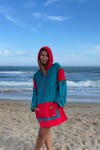Hoodie Walabi Rojo y Petroleo