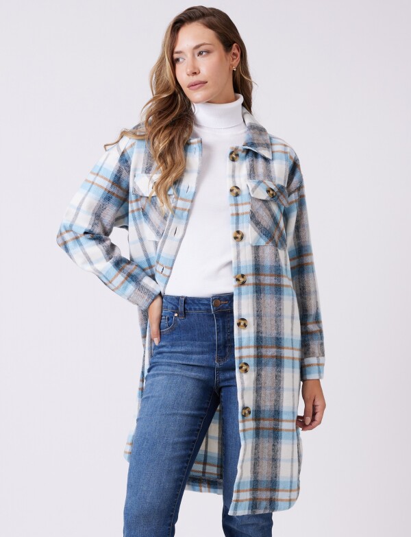 Sobrecamisa Larga Cuadros MULTI/CELESTE