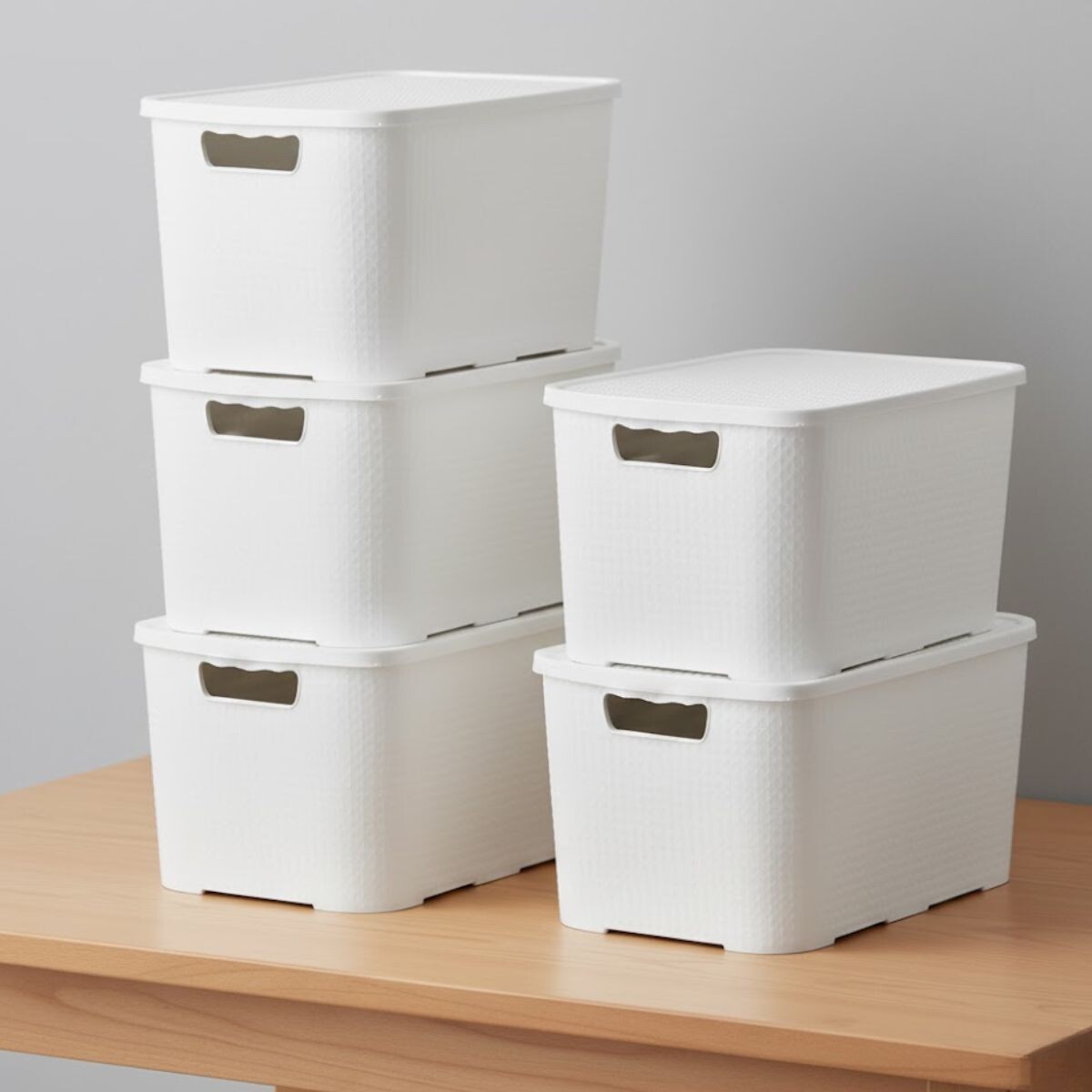 Set x5 Caja ratán 7 lts - BLANCO 