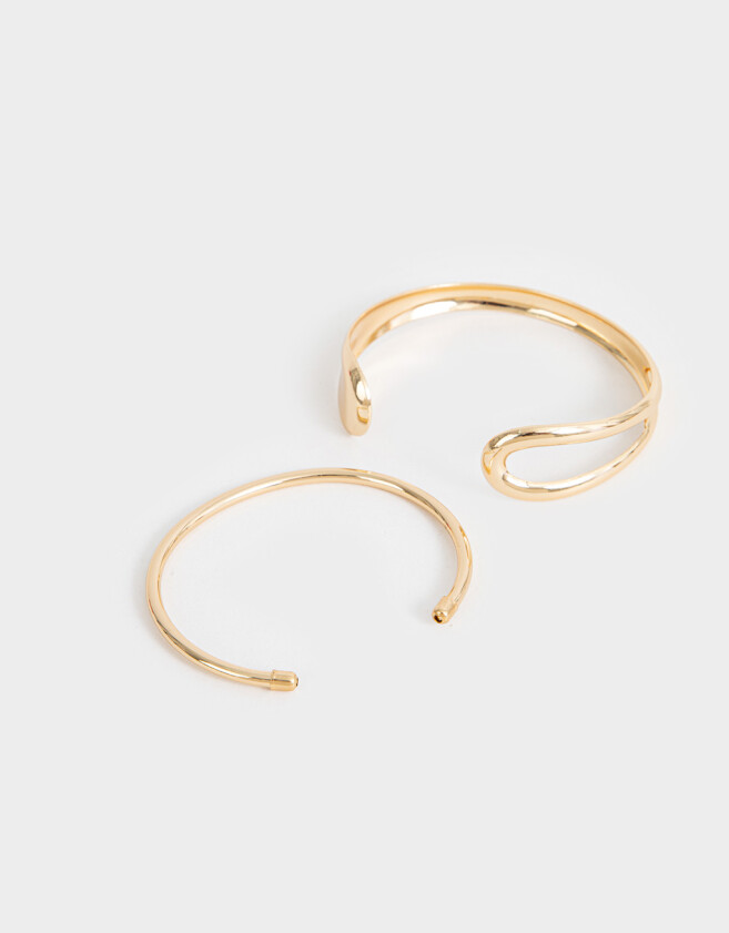 Pulseras Rígidas Sets Metal Pulseras Rígidas De Metal - Dorado