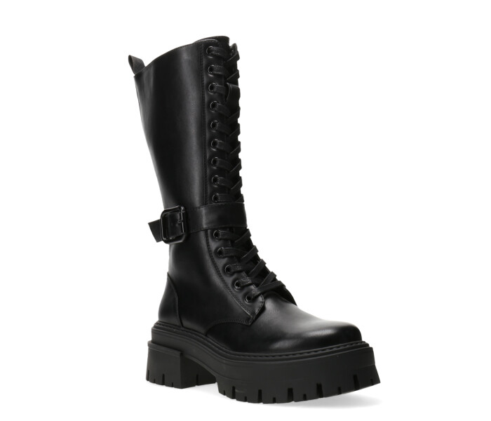 Bota borcego CONA con tira en el medio y caña alta Black