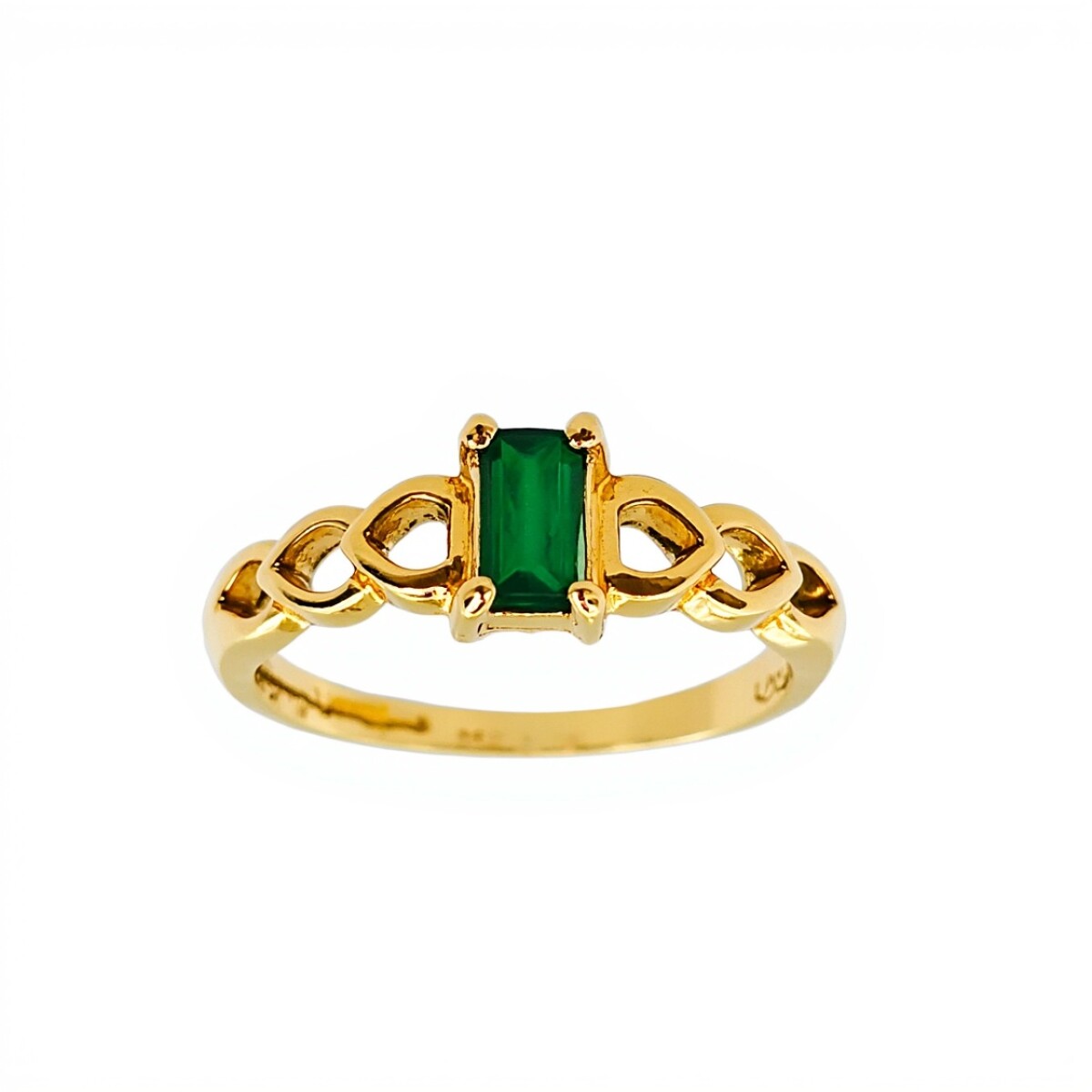 Anillo Solitario-Oro Bajo-Piedra Esmeralda-AN8151 - conpiedra 