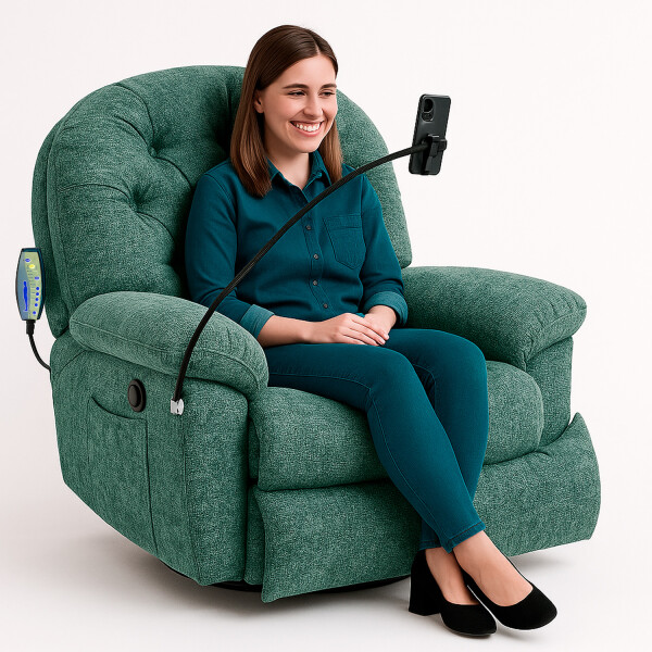 Sillón Masajeador Poltrona Con Control Remoto Y Soporte Para Celular VERDE
