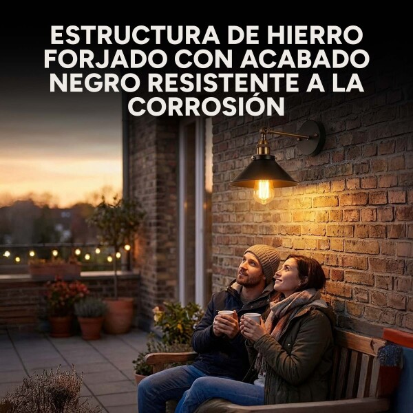 Porta Lampara Aplique Pared Techo Ajustable Vintage Pack X2 Color Negro