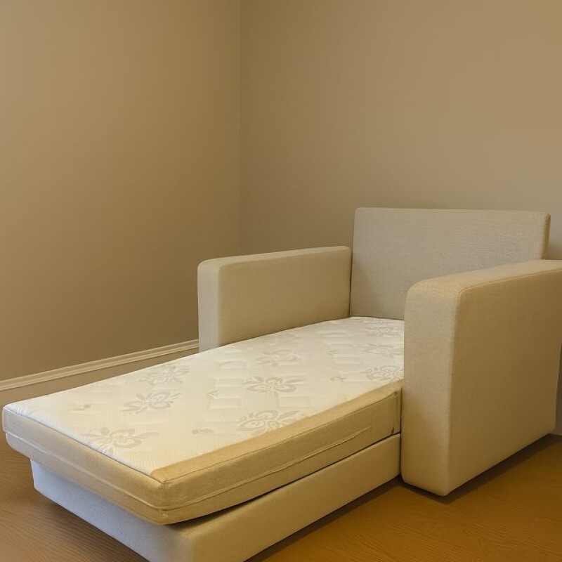 Sofa cama de 1 plaza tapizado en tela beige Sofa cama de 1 plaza tapizado en tela beige