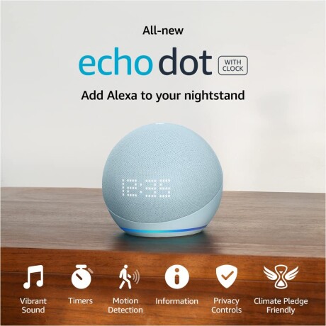 Amazon Echo Dot 5ta Generacion With Clock Cloud Blue Amazon Echo Dot 5ta Generacion With Clock Cloud Blue