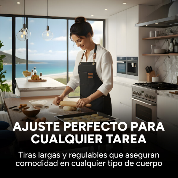 Delantal Gastronómico Jean Cocina Barbería Asado Chef Taller Color Negro