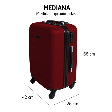 Valija Mediana Rígida 4 Ruedas 360° Candado Integrado Bordó