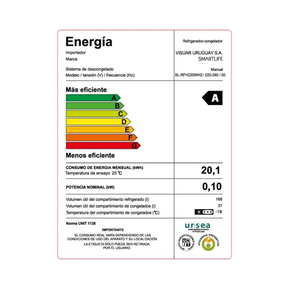 HELADERA SMARTLIFE 205-LITROS BLANCO RFH220WH2