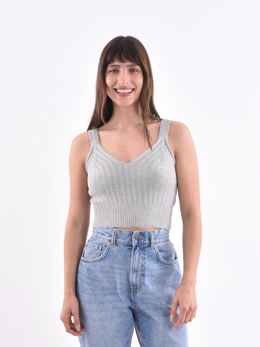 MUSCULOSA TEJIDA CAROLA - GRIS 