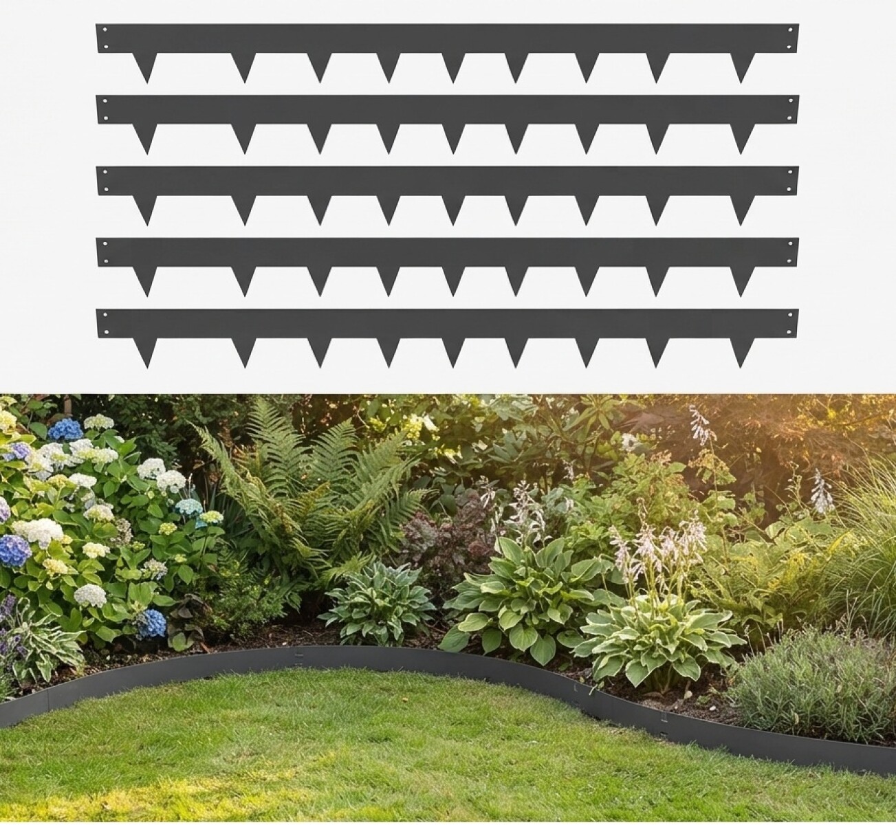 Fleje Borde De Acero Corten Flexible Para Jardín 5 Unid 2mm 