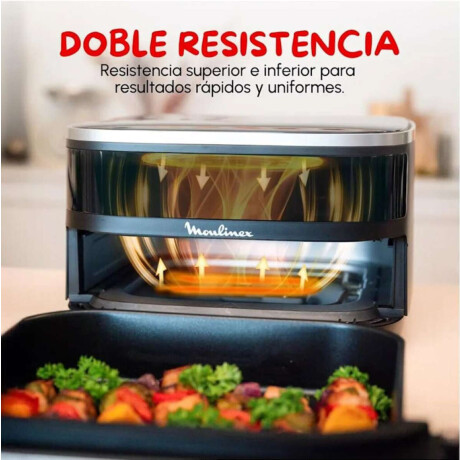 Freidora De Aire Moulinex Easy Fry Xl Surface Compacta Doble Resistencia Cesta Ancha Negro