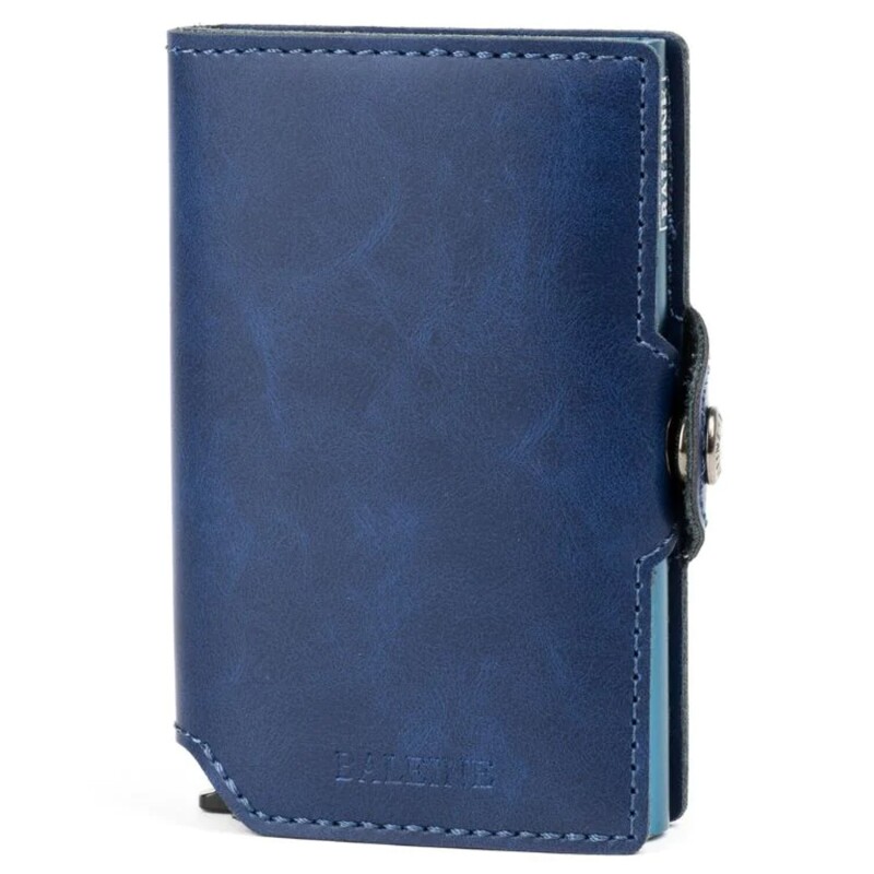 Billetera Baleine Kansas en Aluminio y Cuero con Protección RFID Original Navy