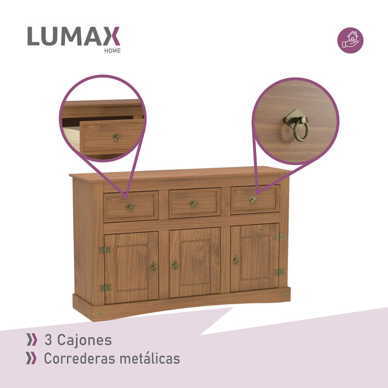 Aparador Lumax 3 Puertas 3 cajones Madera maciza Aparador Lumax 3 Puertas 3 cajones Madera maciza