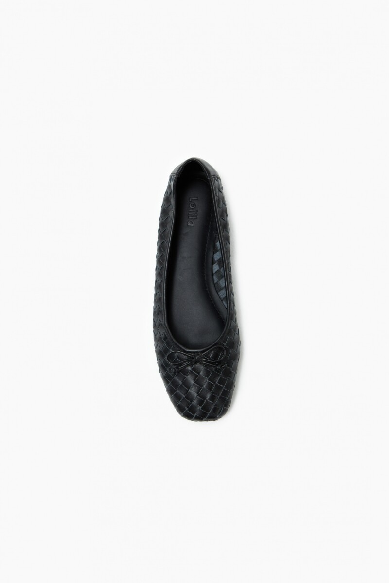 Ballerina Cassia de cuero texturada negro