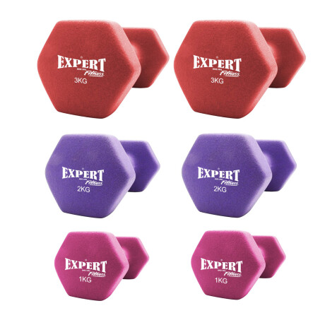 Set 6 Mancuerna Expert Vinilo 12kg Total C/estuche Fit013054