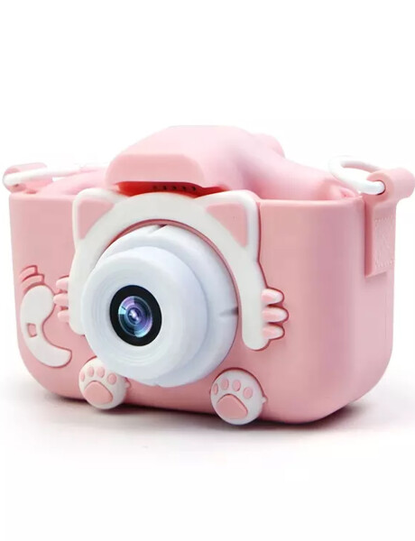 Cámara de fotos infantil 5MP doble lente con pantalla y juegos Rosa
