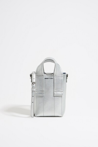 Bolso bandolera mini piel Plata