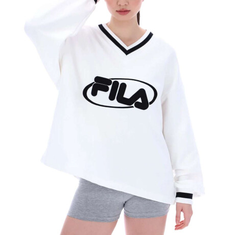 Fila Mujer Buzo Fit V-Neck Pullover Crema