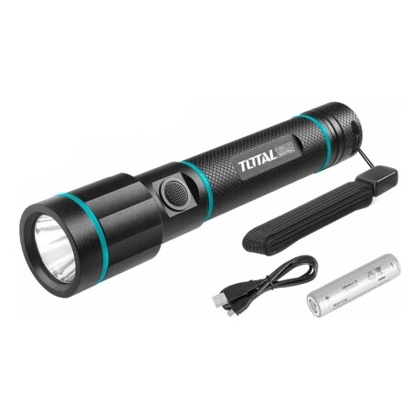 Linterna Táctica LED 450 Lúmenes Recargable USB Aluminio Total Linterna Táctica LED 450 Lúmenes Recargable USB Aluminio Total