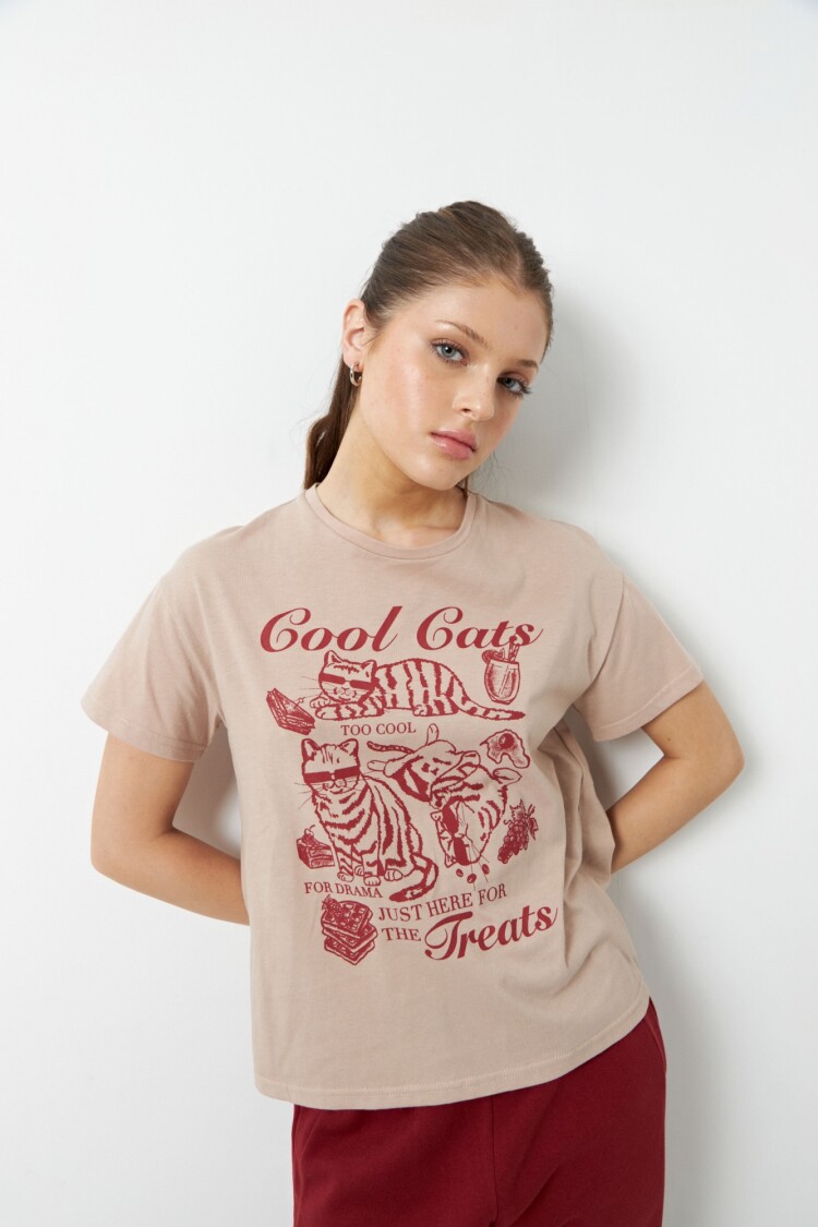 REMERA COOL CATS Beige