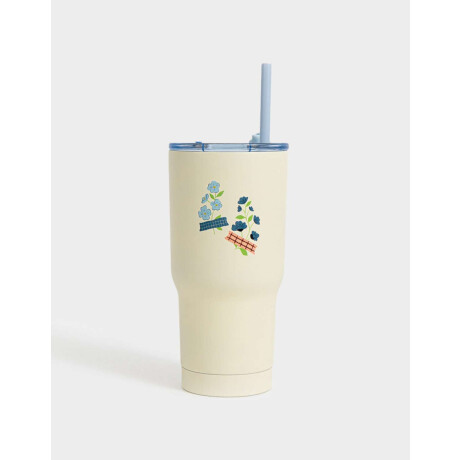 Vaso De Acero Inoxidable De 600 Ml Estampado Con Sorbete Blanco Crudo