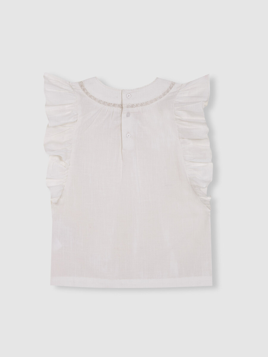 Blusa Con Volantes Blanco
