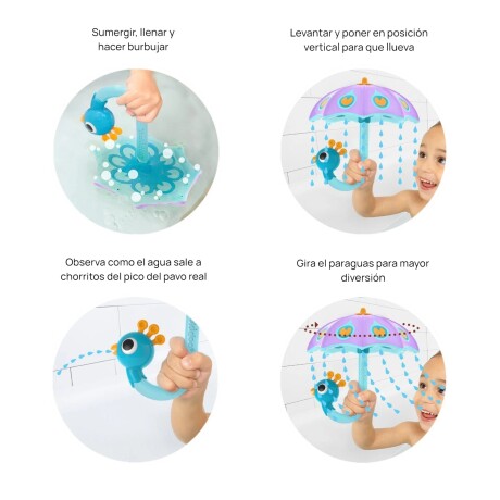 Juego de baño Yookidoo Paragua Fill n Rain Paeacock Juego de baño Yookidoo Paragua Fill n Rain Paeacock