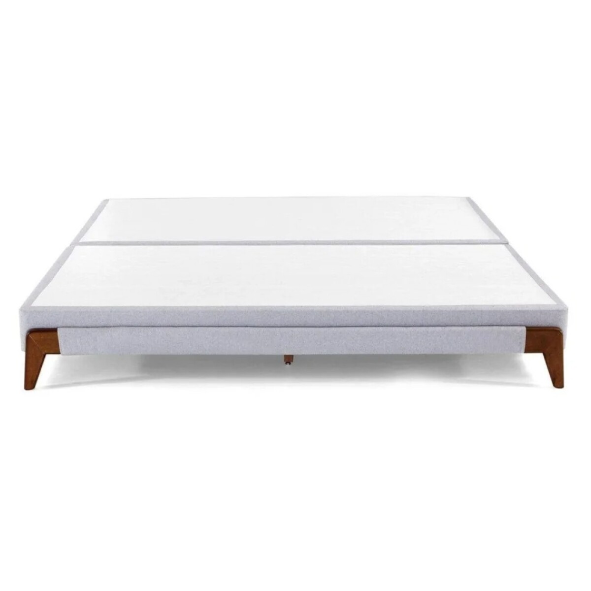 Box Rigido con patas de madera 1.60 x 2.00 tela clara tramada 