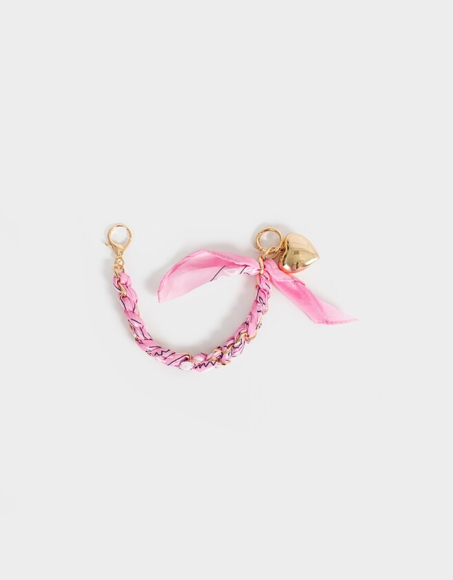 Llavero Metal Llavero Y Charm Con Trenza Bandana - Rosa Claro