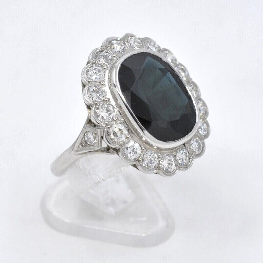 Anillo Nuevo En Platino, Zafiro Y Brillantes Anillo Nuevo En Platino, Zafiro Y Brillantes