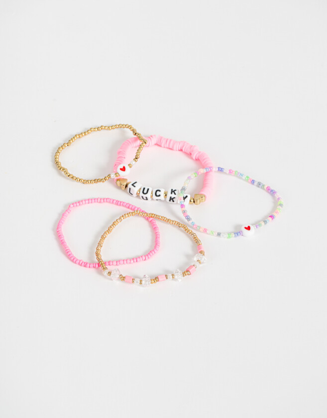 Pulseras Elásticas Sets Con mostacillas Set De Pulseras Con Lettering - Dorado