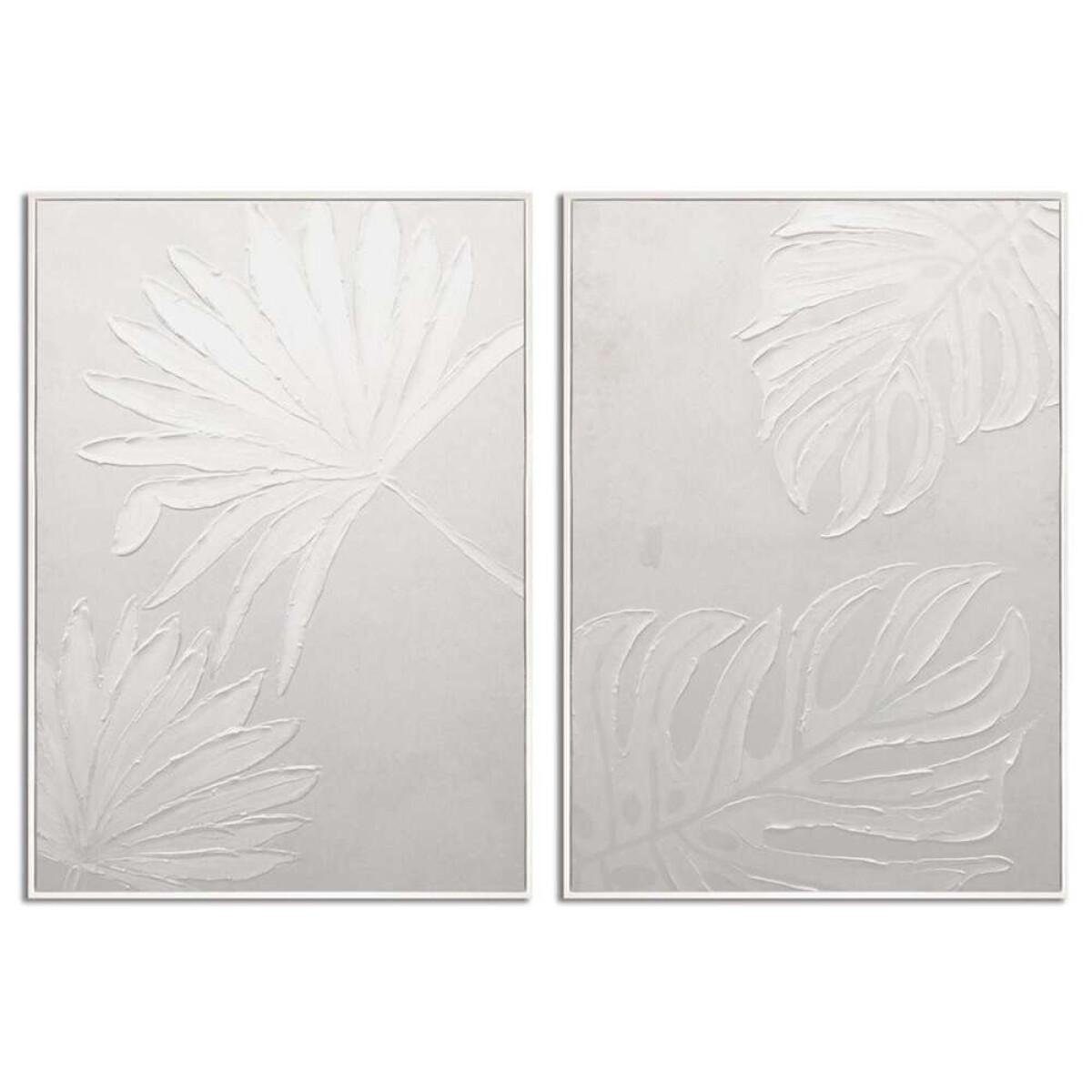 Set 2 Cuadros 50X70Cm Marco Pintura Hojas 