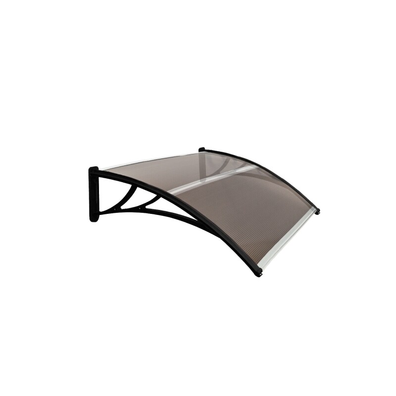 Alero Policarbonato Transparente Y Soporte Negro 1.2 X 0.8 M Bronce