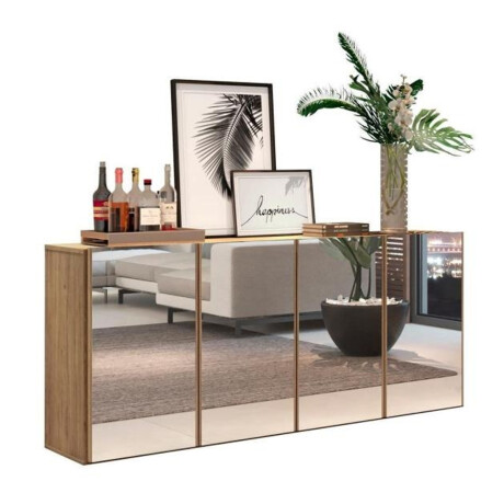 RACK APARADOR PARA TV O AUDIO 4 PUERTAS CON ESPEJOS MARRON