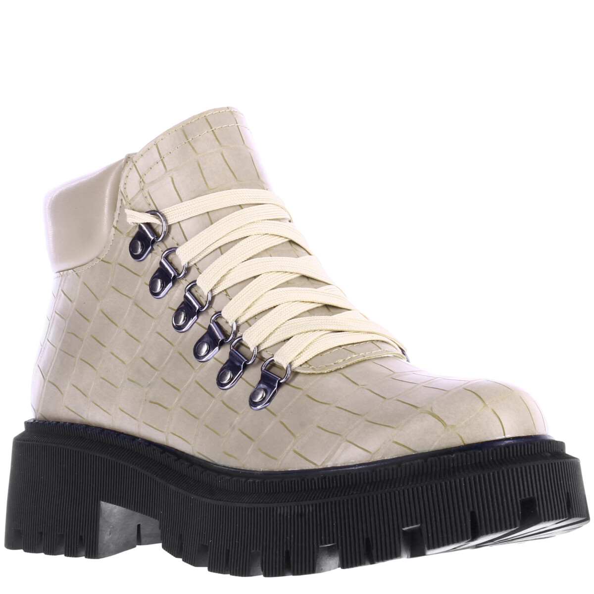 Bota QUINCY acordonada en charol con textura croco MissCarol - Beige 