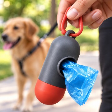 Bolsas Sanitarias x12 Residuos Mascota + Llavero Dispensador Rojo 1
