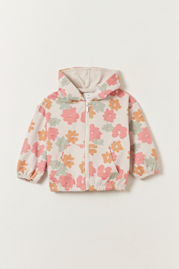 Campera deportiva Estampado Flores Crudo