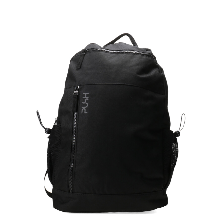 Mochila Push De Tela con Bolsillo Lateral Negro