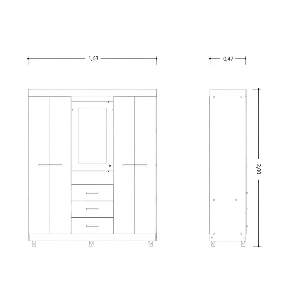 Ropero con Espejo 4 puertas y 3 cajones - Agata - Infinite Ropero con Espejo 4 puertas y 3 cajones - Agata - Infinite