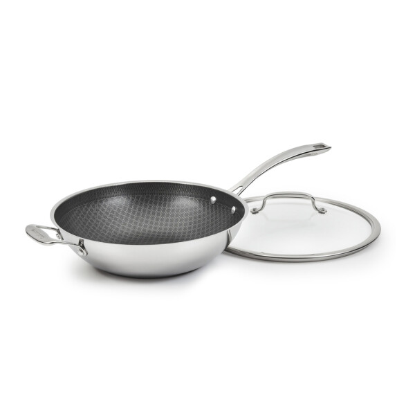 Cuisinart® FUSIONPLUS HYBRID ACERO INOXIDABLE 12" WOK CON TAPA Y HELPER MANGO N/A