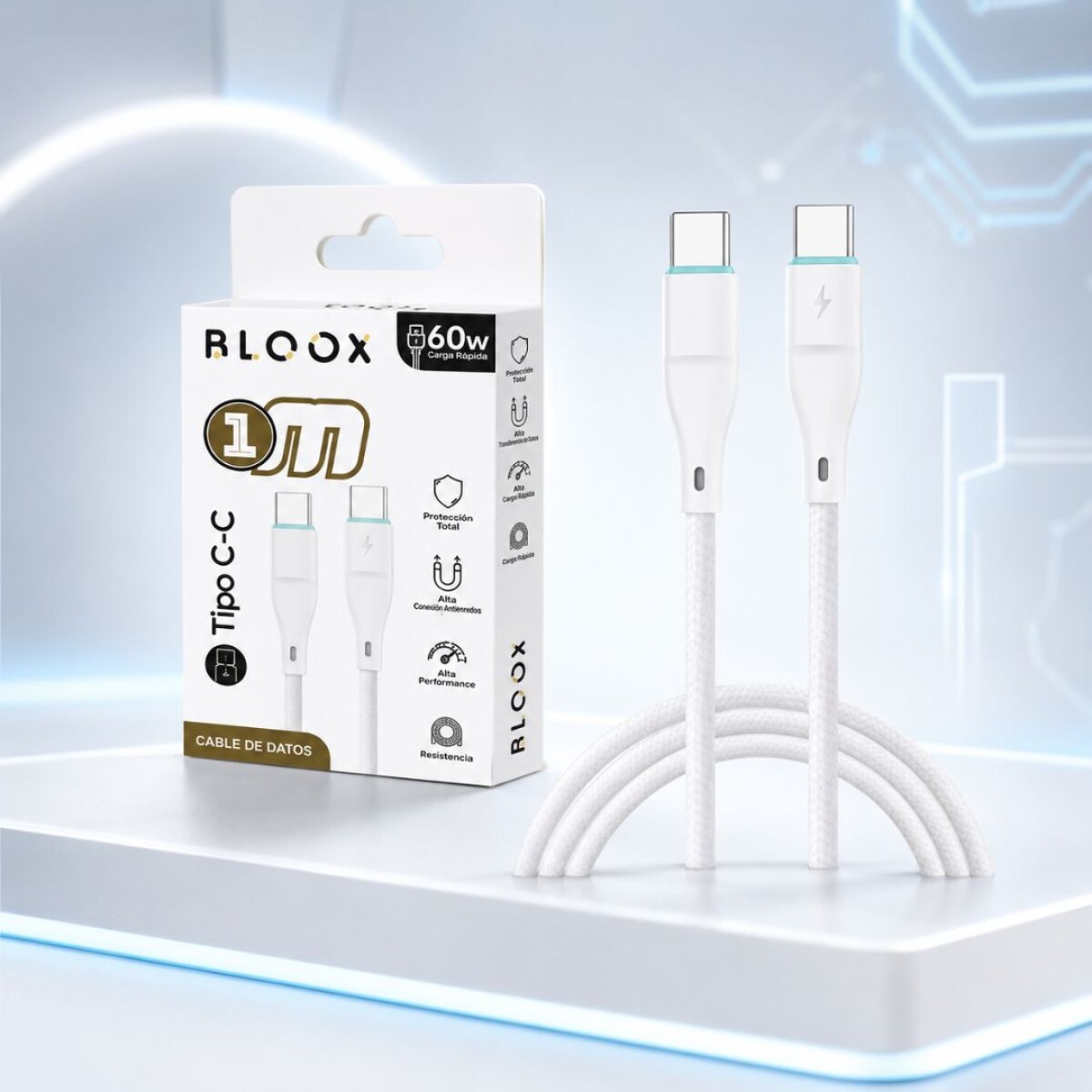 Cable De Datos Bloox USB-C A USB-C 100 cm 60 W 