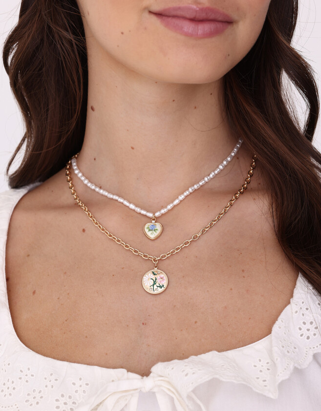Collares Cortos Con perlas Collar Corto Con Perlas - Dorado