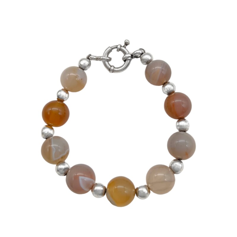 Pulsera bolitas-Plata 925-Piedra ágata-PU3013 conpiedra