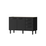 BAJO MESADA - 2 PUERTAS 3 CAJONES NEGRO
